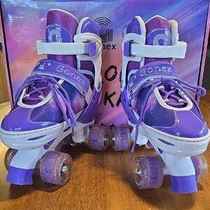 Gonex Kids Purple Adjustable Quad Roller Skates